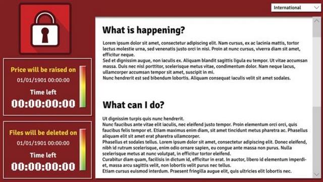 En las pantallas de las computadoras infectadas aparecía este mensaje, en el que los cibercriminales pedían un rescate