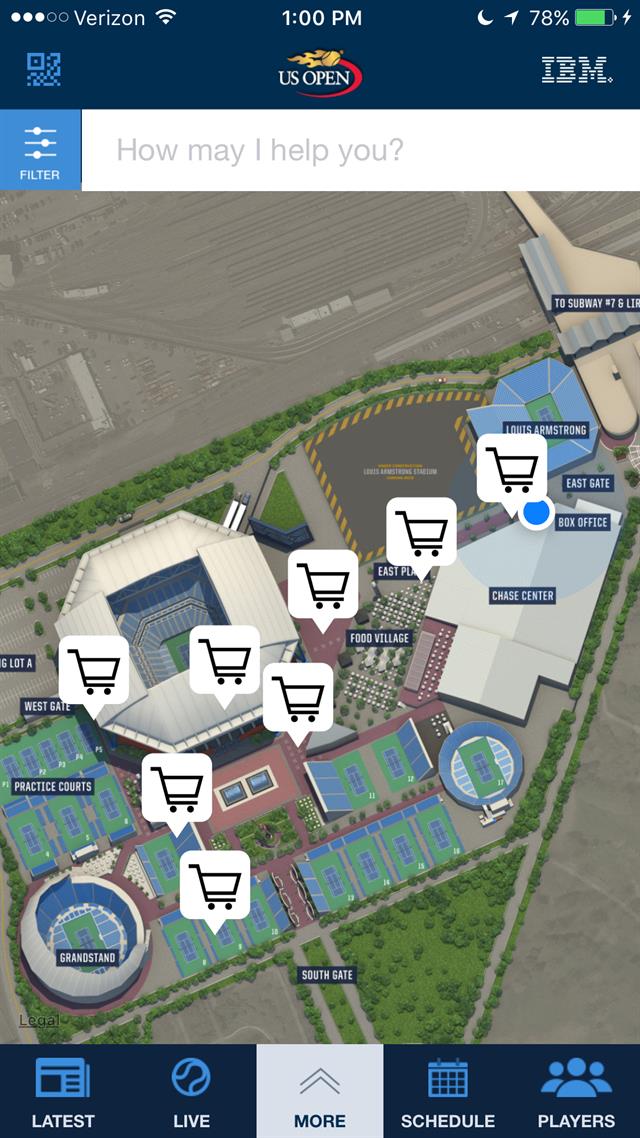 Mapa interactivo del predio donde se jugó el US Open